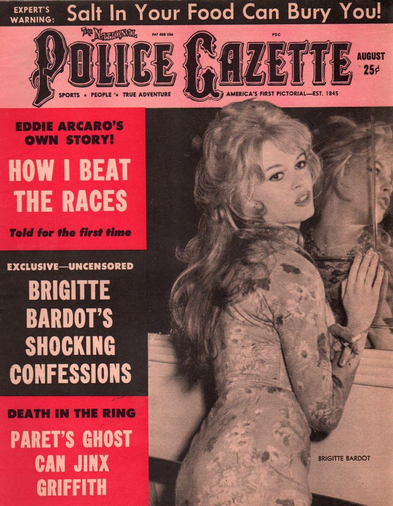 NATIONAL POLICE GAZETTE magazine side cover  August 1962