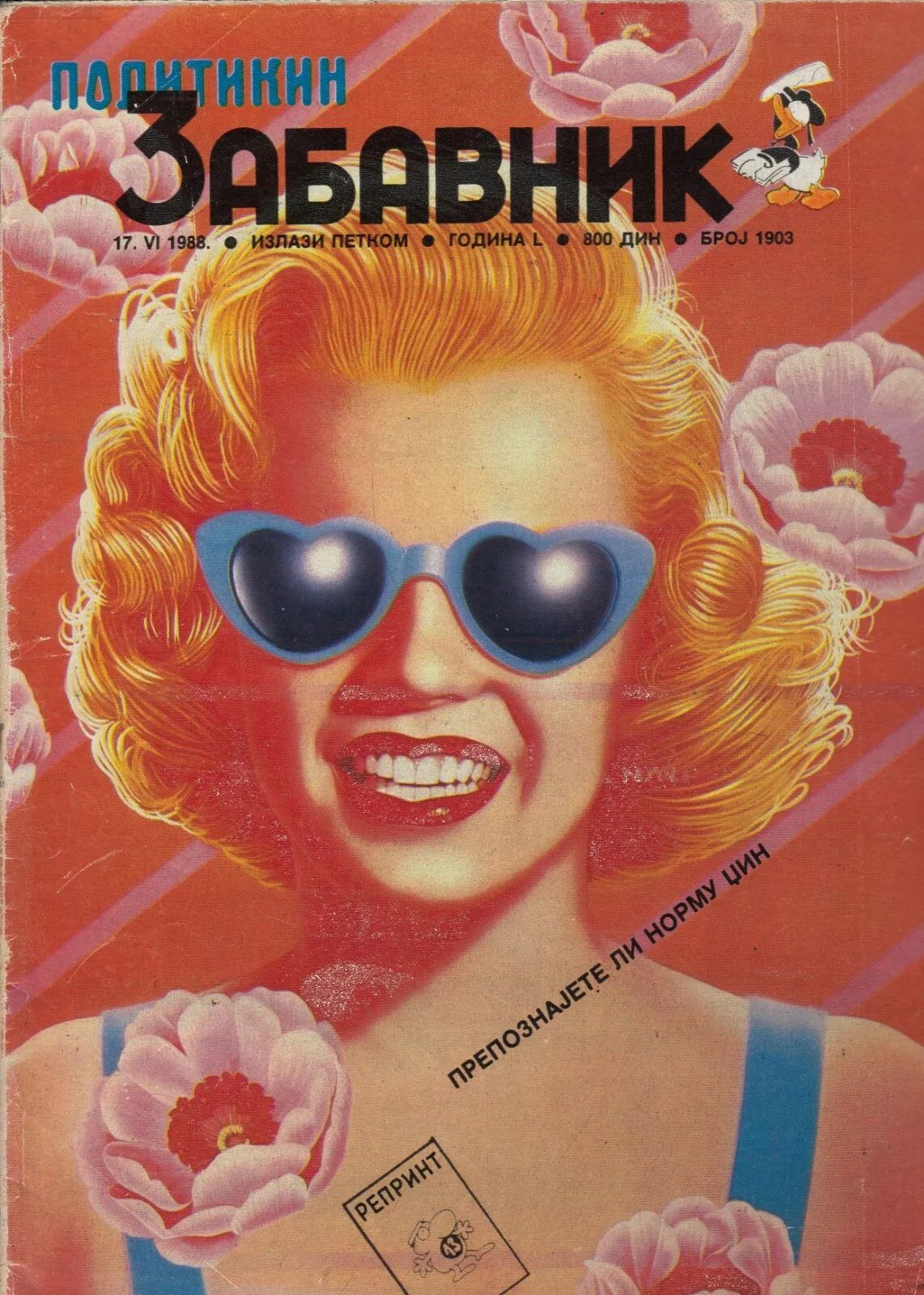 POLITIKIN ZABAVNIK magazine side cover 17 June 1988