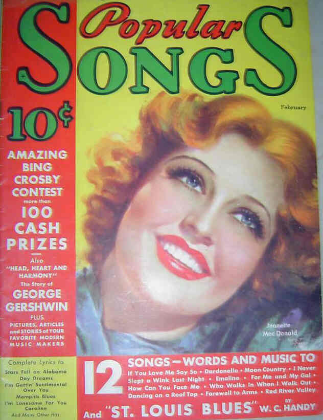POPULAR SONGS magazine side cover  February 1935