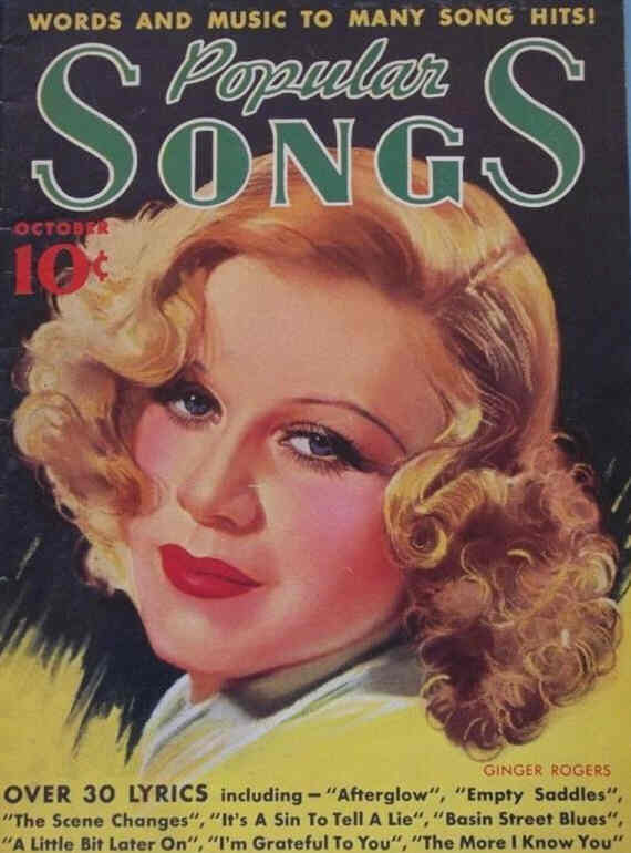 POPULAR SONGS magazine side cover  October 1936