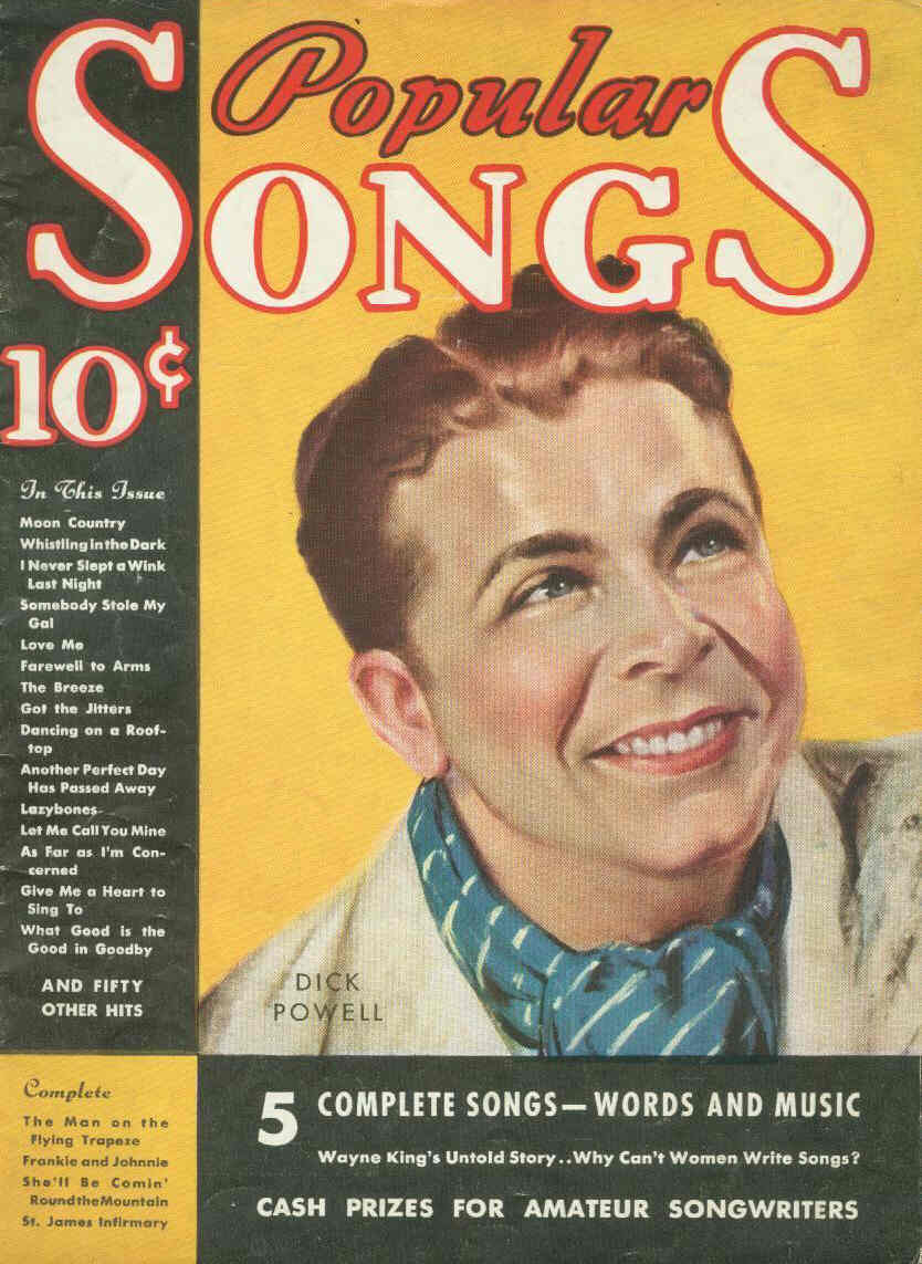 POPULAR SONGS magazine side cover Issue 1 October 1934