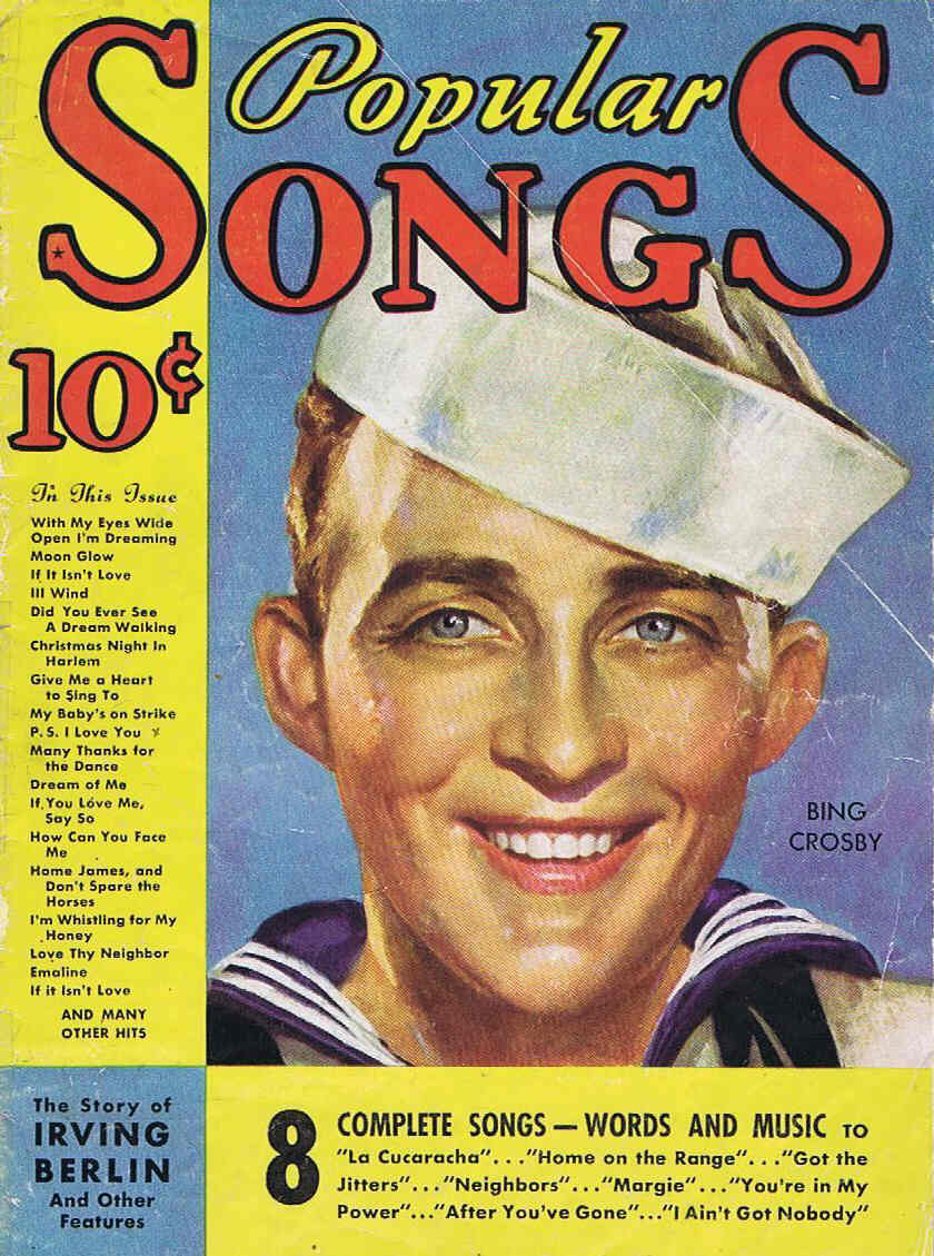 POPULAR SONGS magazine side cover Issue 2 December 1934