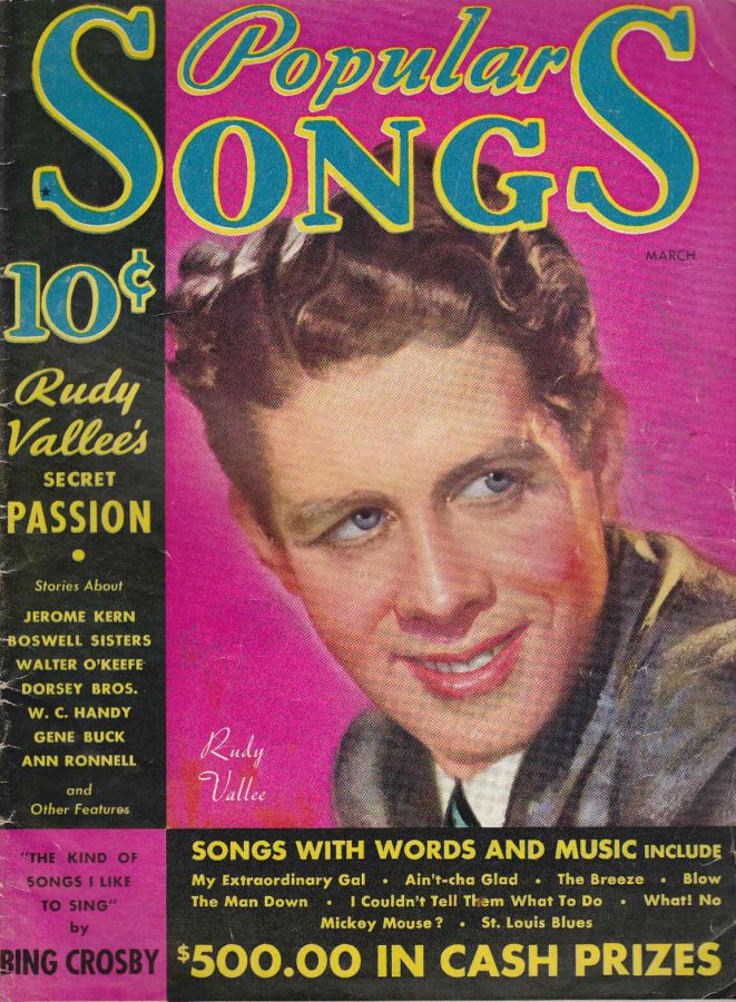 POPULAR SONGS magazine side cover Issue 4 March 1935