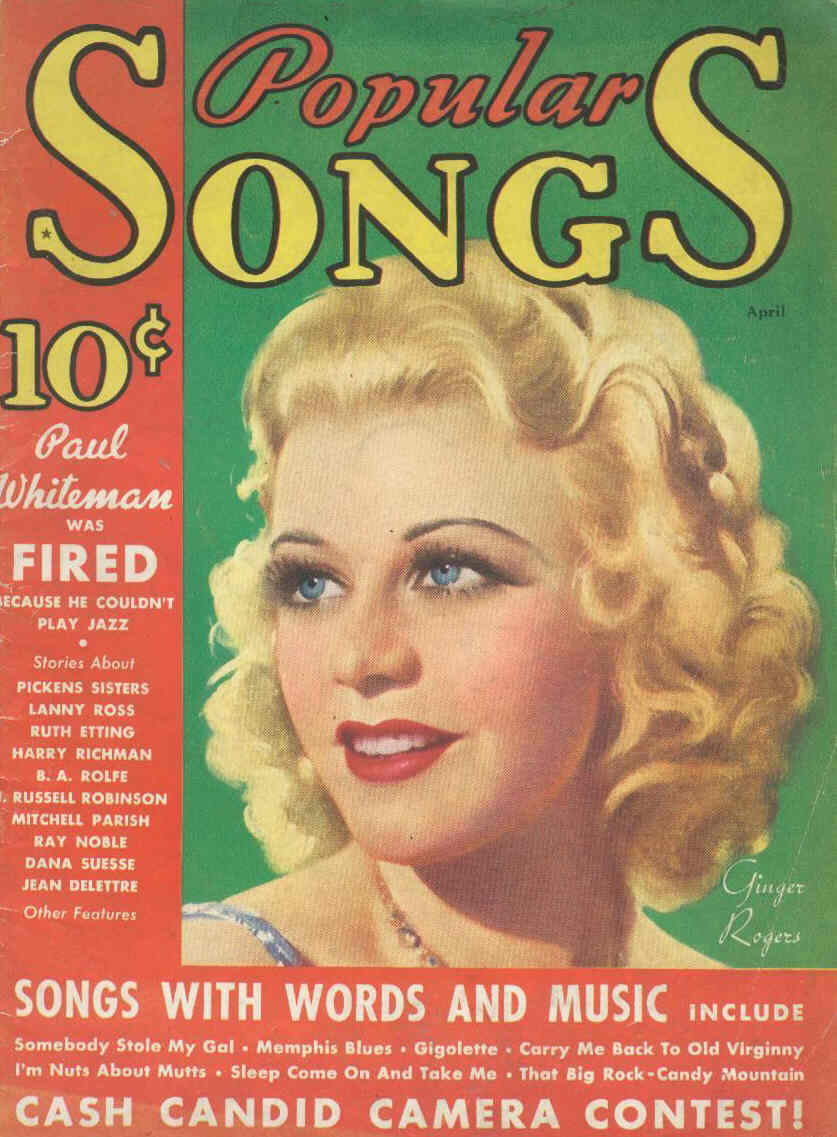 POPULAR SONGS magazine side cover April 1935