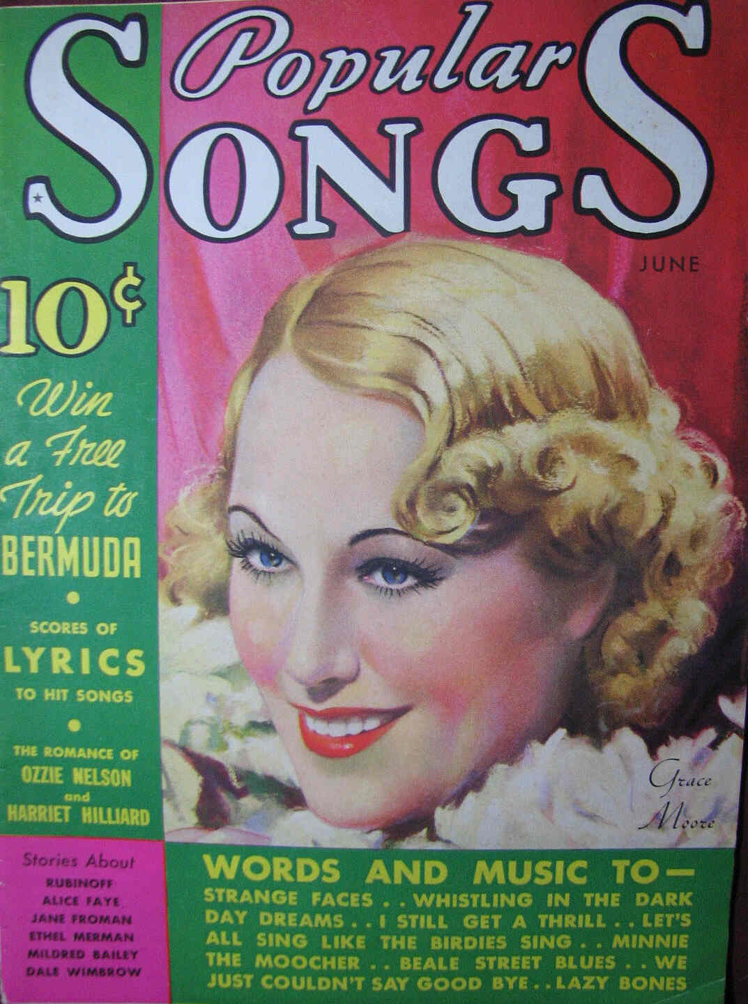 POPULAR SONGS magazine side cover June 1935