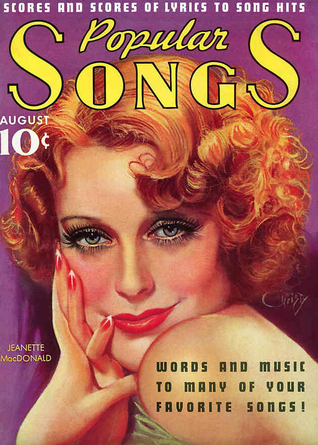 POPULAR SONGS magazine side cover August 1936