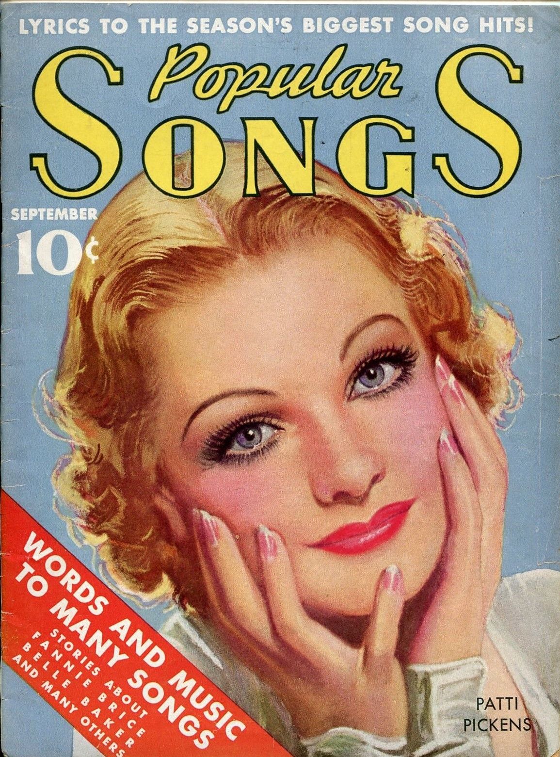 POPULAR SONGS magazine side cover September 1936