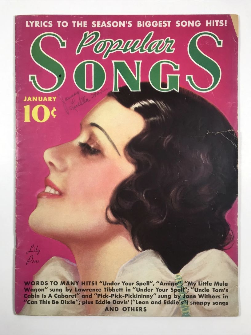 POPULAR SONGS magazine side cover  January 1937