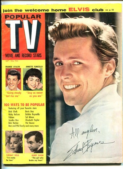POPULAR TV MOVIE AND RECORD STARS magazine side cover Issue 1 October 1959