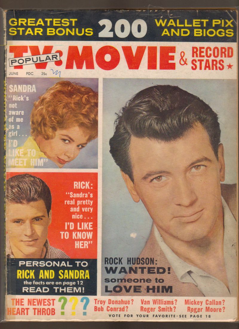 POPULAR TV MOVIE AND RECORD STARS magazine side cover June 1960