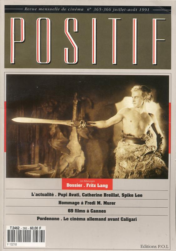 POSITIF magazine side cover Issue 365/366 July/August 1991