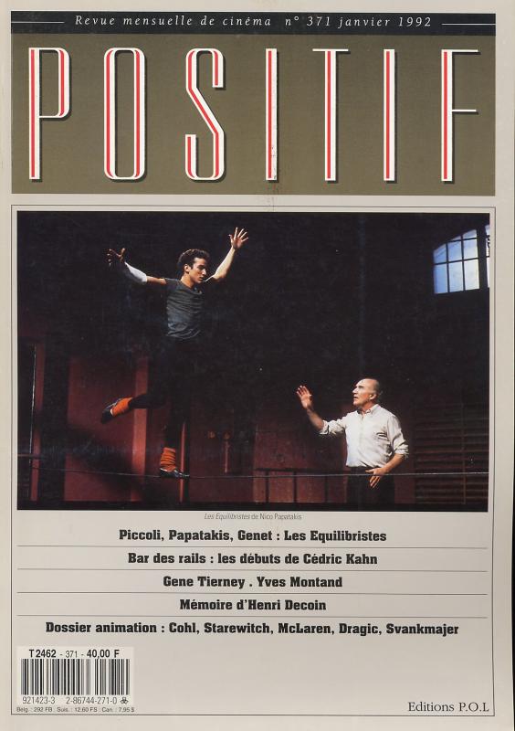 POSITIF magazine side cover Issue 371 January 1992