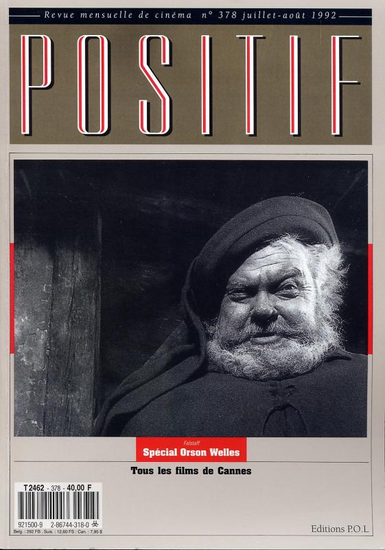 POSITIF magazine side cover Issue 378  1992