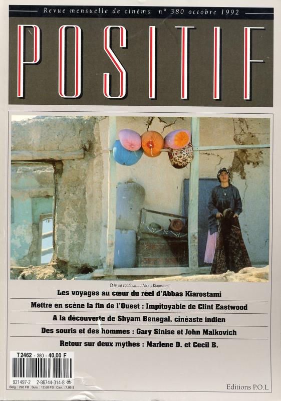 POSITIF magazine side cover Issue 380 October 1992