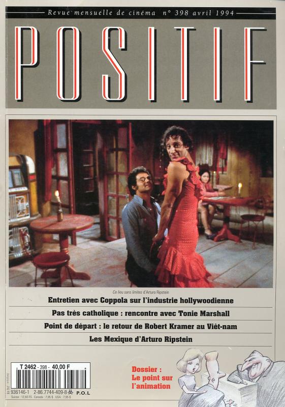 POSITIF magazine side cover Issue 398 April 1994