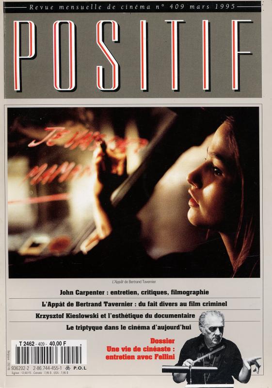 POSITIF magazine side cover Issue 409 March 1995
