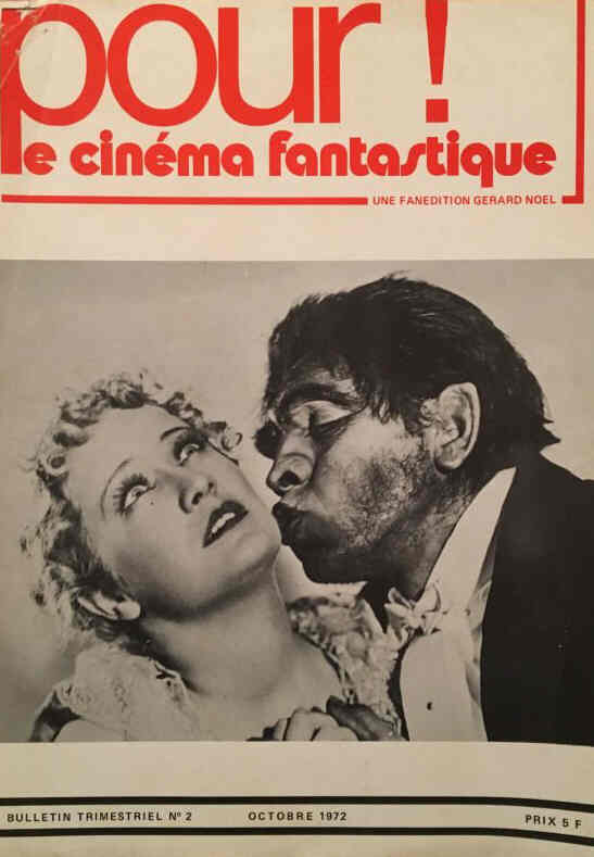 POUR LE CINEMA FANTASTIQUE magazine side cover Issue 2  October 1972