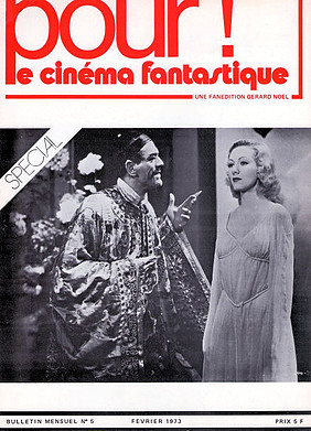 POUR LE CINEMA FANTASTIQUE magazine side cover Issue 5 February 1973