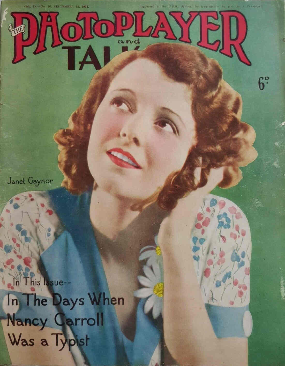 PHOTOPLAYER | THE magazine side cover 12 September 1931
