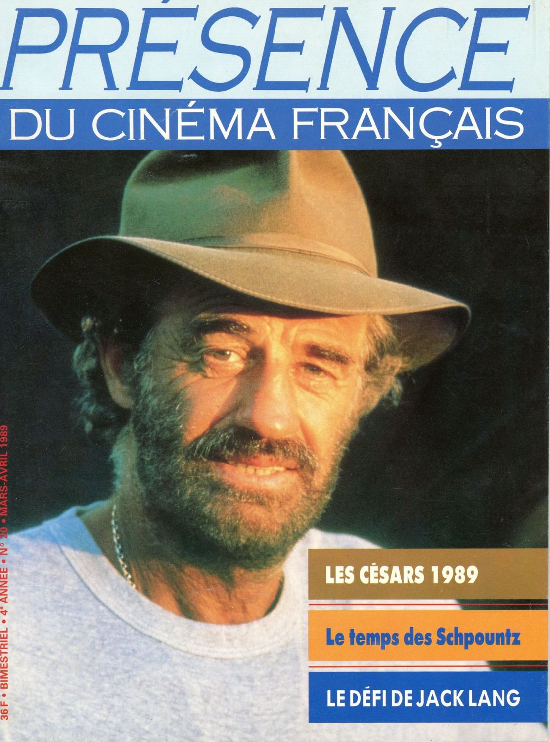 PRESENCE DU CINEMA FRANCAIS magazine side cover Issue 20  1989