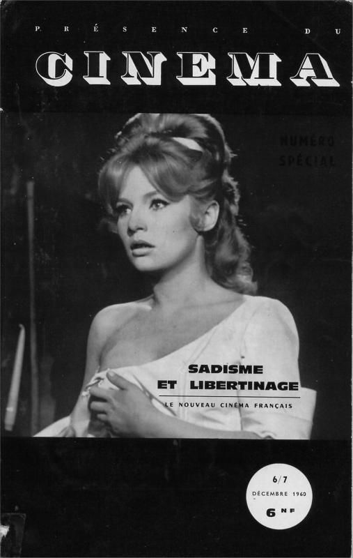 PRESENCE DU CINEMA magazine side cover Issue 6/7 December 1960