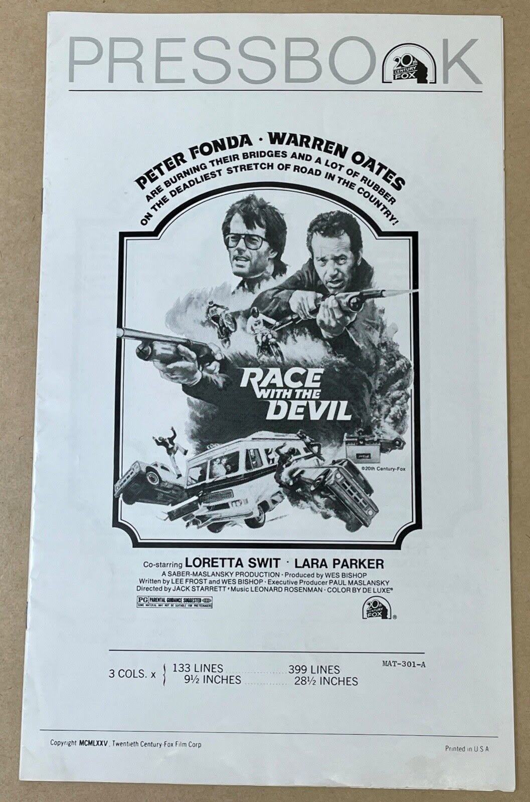 20TH CENTURY FOX PRESSBOOK magazine side cover   1975