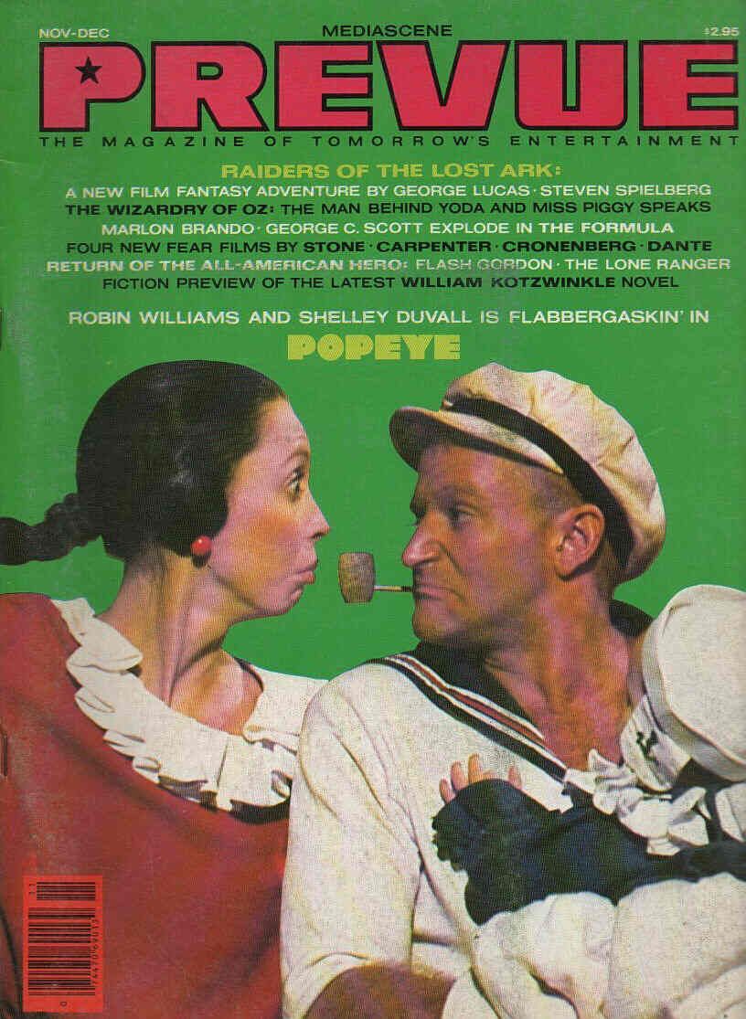 PREVUE magazine side cover Issue 43 November/December 1980