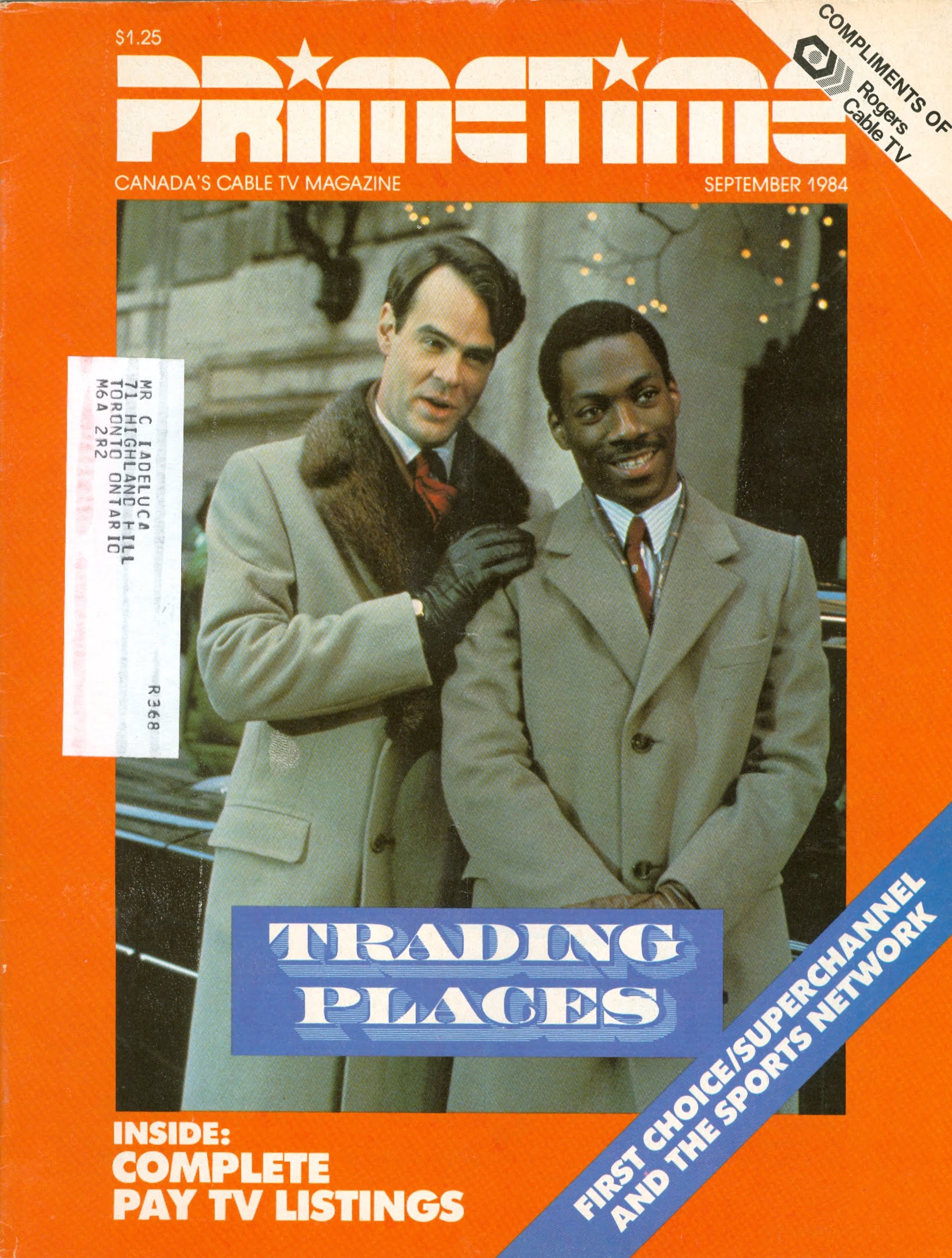 PRIMETIME magazine side cover  September 1984