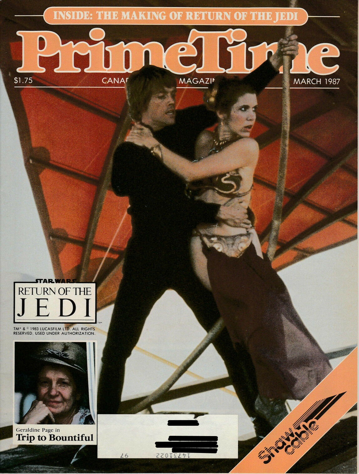 PRIMETIME magazine side cover  March 1987