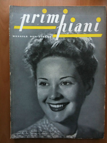 PRIMI PIANI magazine side cover Issue 6 November 1941
