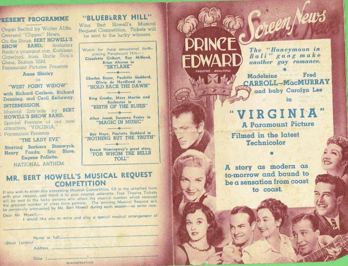 PRINCE EDWARD SCREEN NEWS magazine side cover   1941