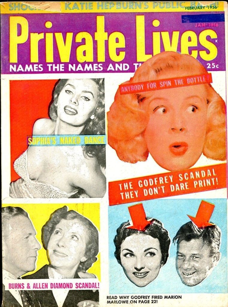 PRIVATE LIVES magazine side cover  January 1956