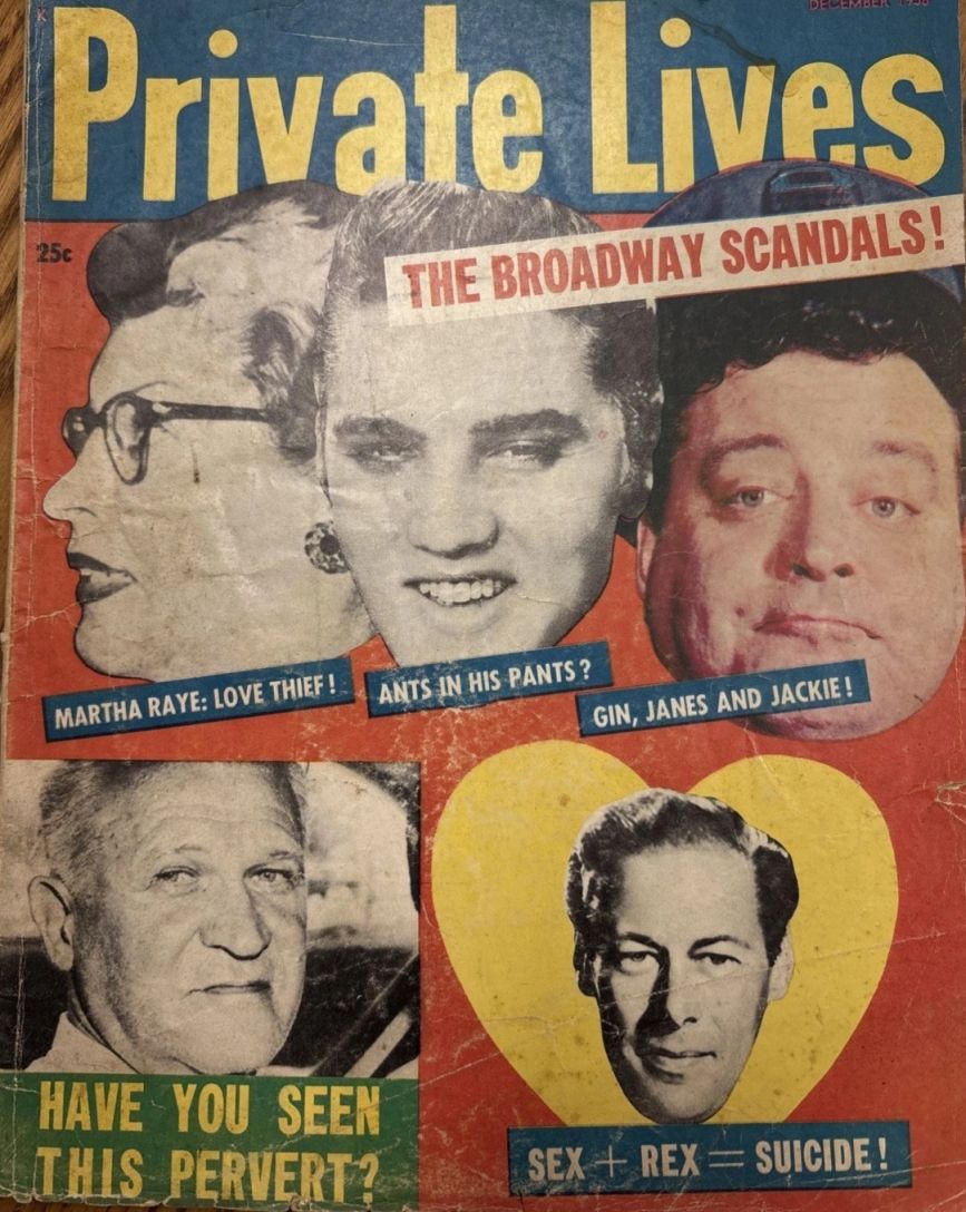 PRIVATE LIVES magazine side cover  December 1956