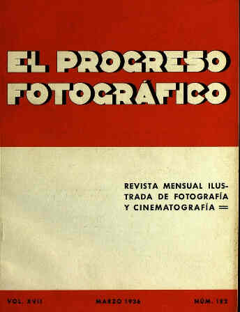 EL PROGRESO FOTOGRAFICO magazine side cover Issue 182 March 1936