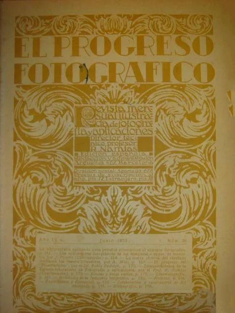 EL PROGRESO FOTOGRAFICO magazine side cover Issue 36  June 1923