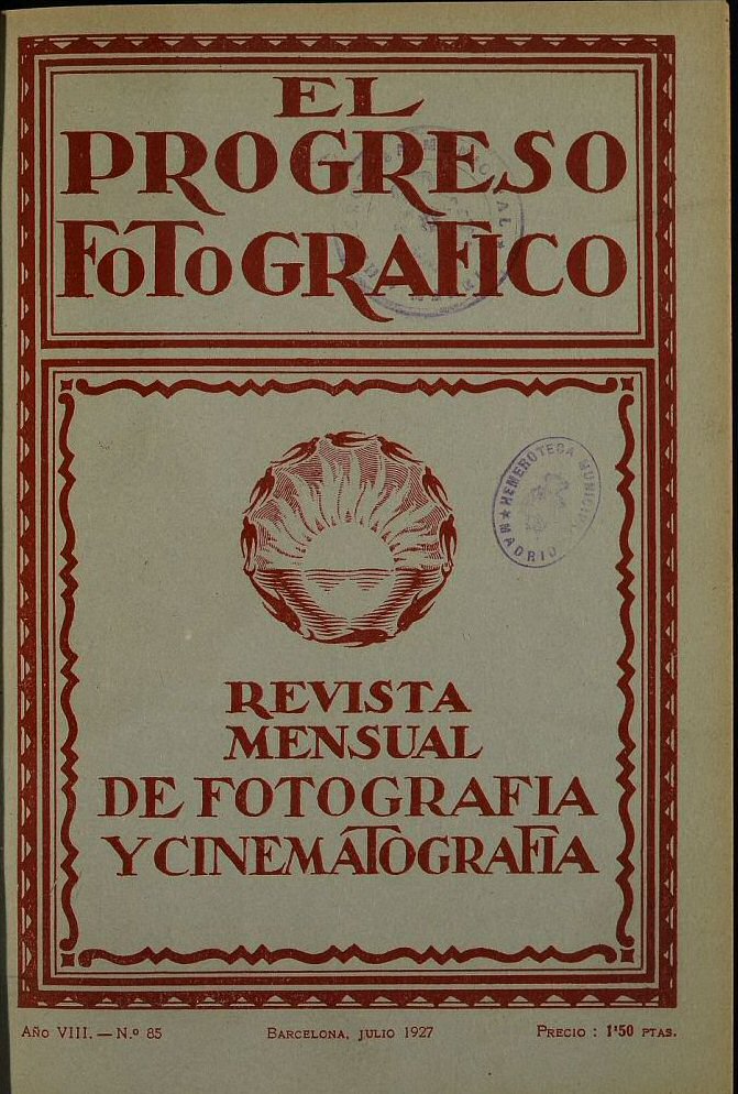 EL PROGRESO FOTOGRAFICO magazine side cover Issue 85  July 1927