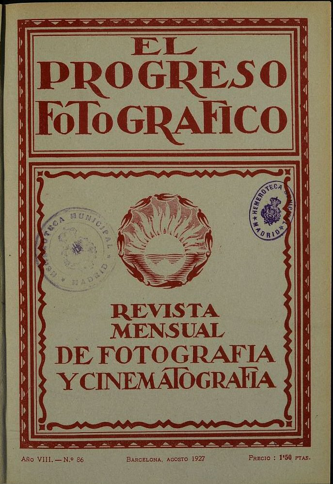 EL PROGRESO FOTOGRAFICO magazine side cover Issue 86  August 1927