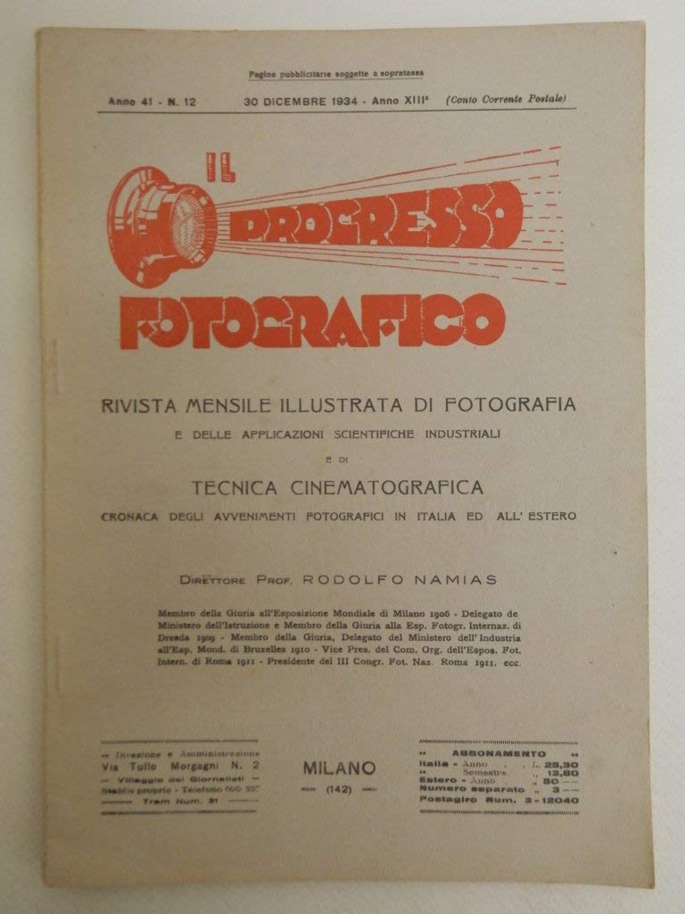 PROGRESSO FOTOGRAFICO magazine side cover 30 December 1934