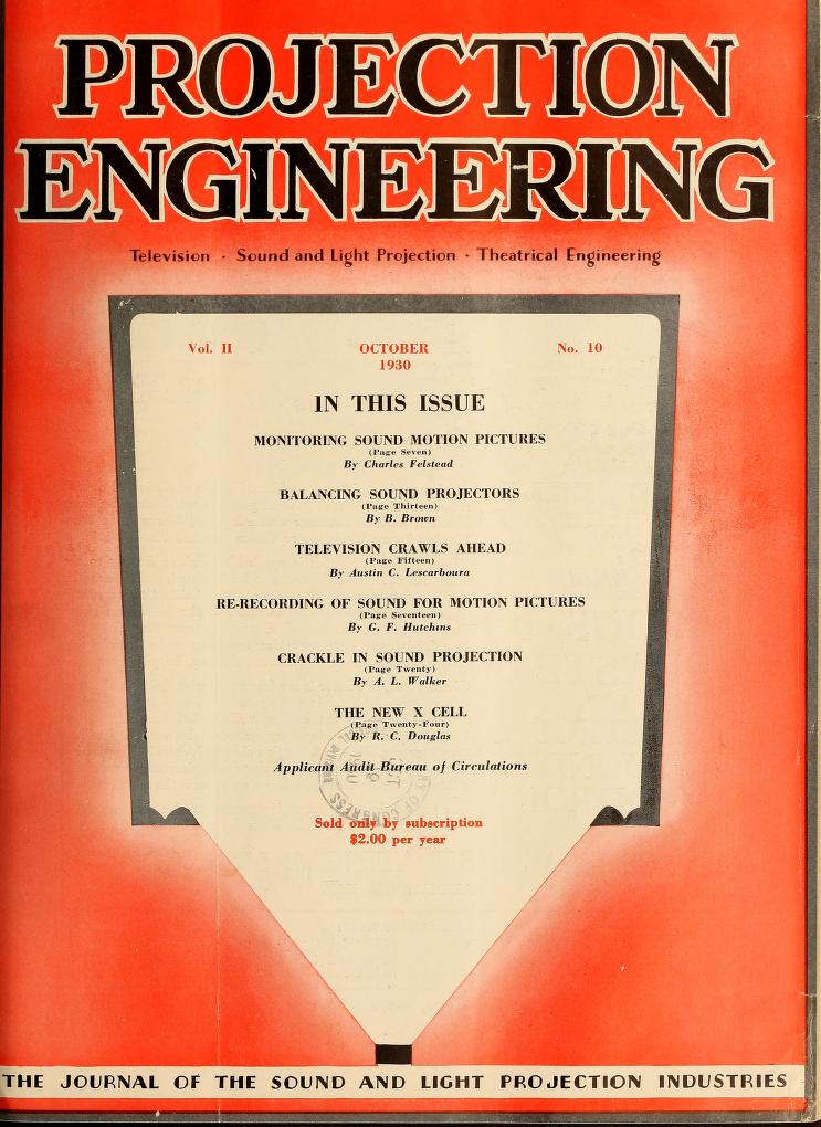 PROJECTION ENGINEERING magazine side cover October 1930