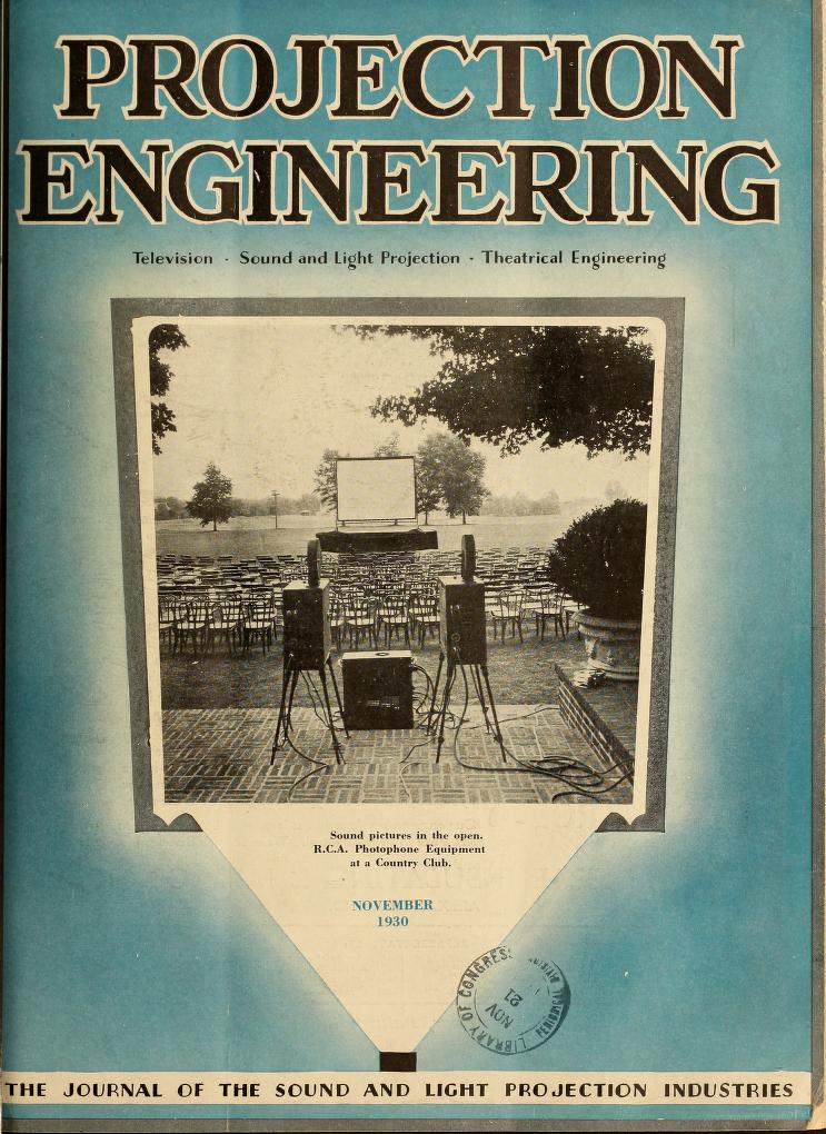 PROJECTION ENGINEERING magazine side cover November 1930