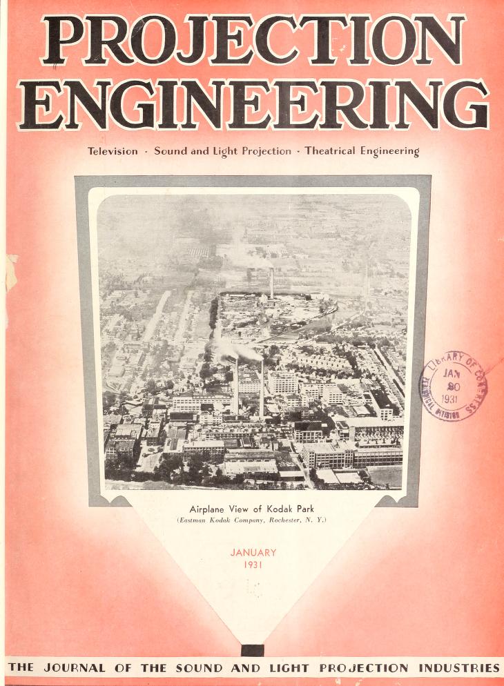 PROJECTION ENGINEERING magazine side cover January 1931