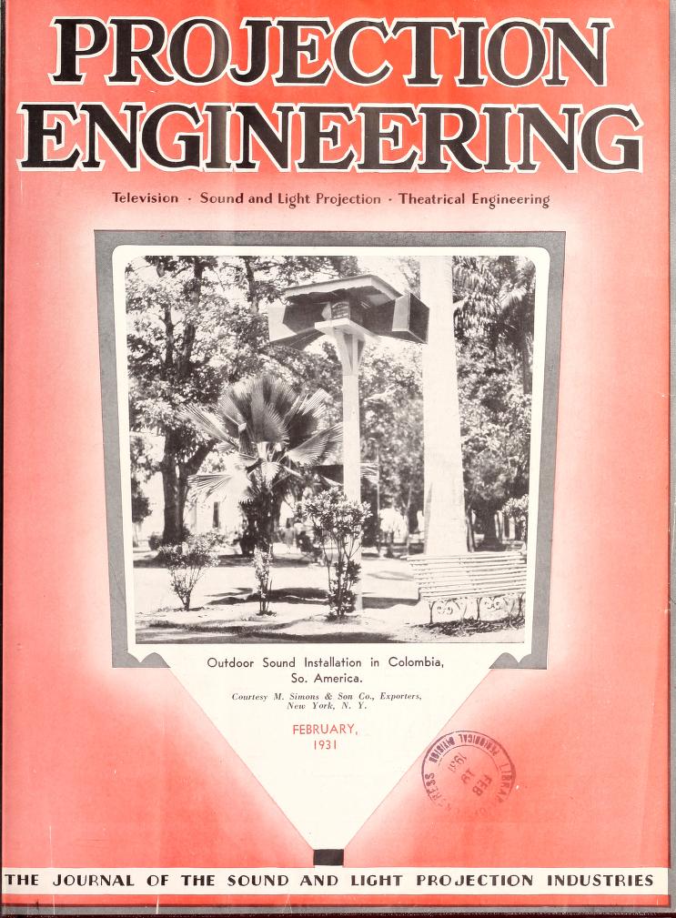 PROJECTION ENGINEERING magazine side cover February 1931