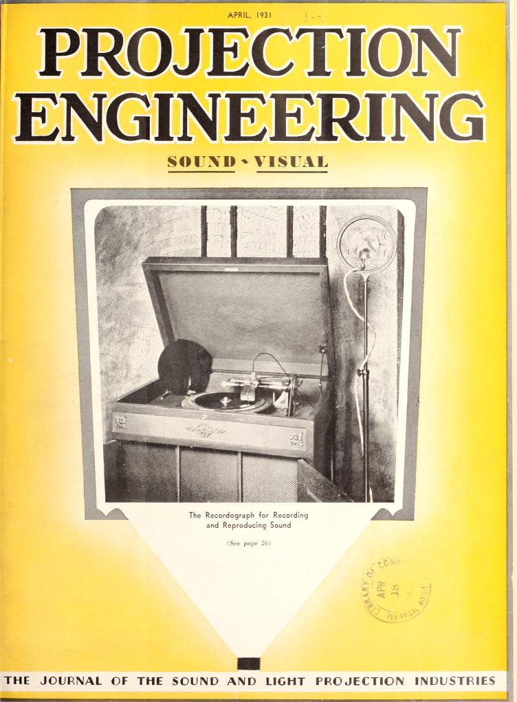 PROJECTION ENGINEERING magazine side cover April 1931