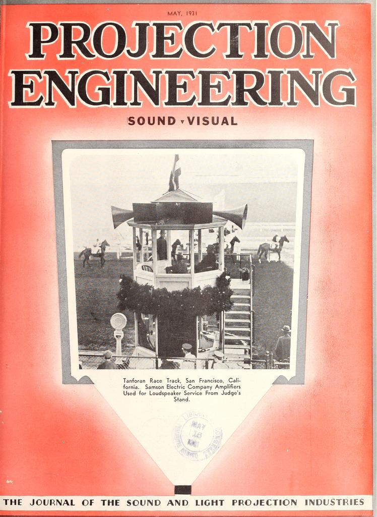 PROJECTION ENGINEERING magazine side cover May 1931