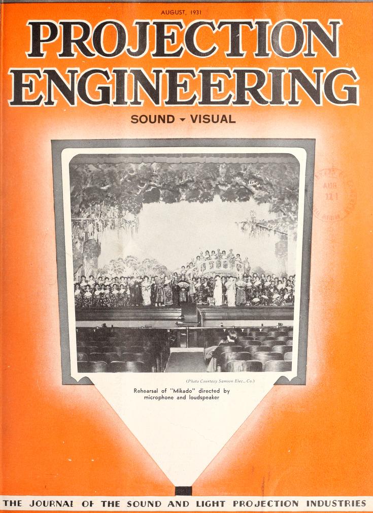 PROJECTION ENGINEERING magazine side cover August 1931