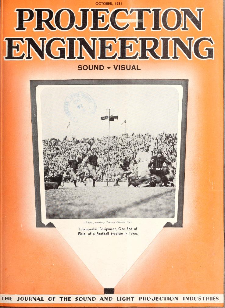 PROJECTION ENGINEERING magazine side cover October 1931