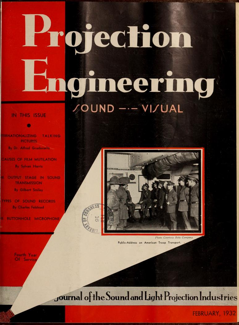 PROJECTION ENGINEERING magazine side cover February 1932
