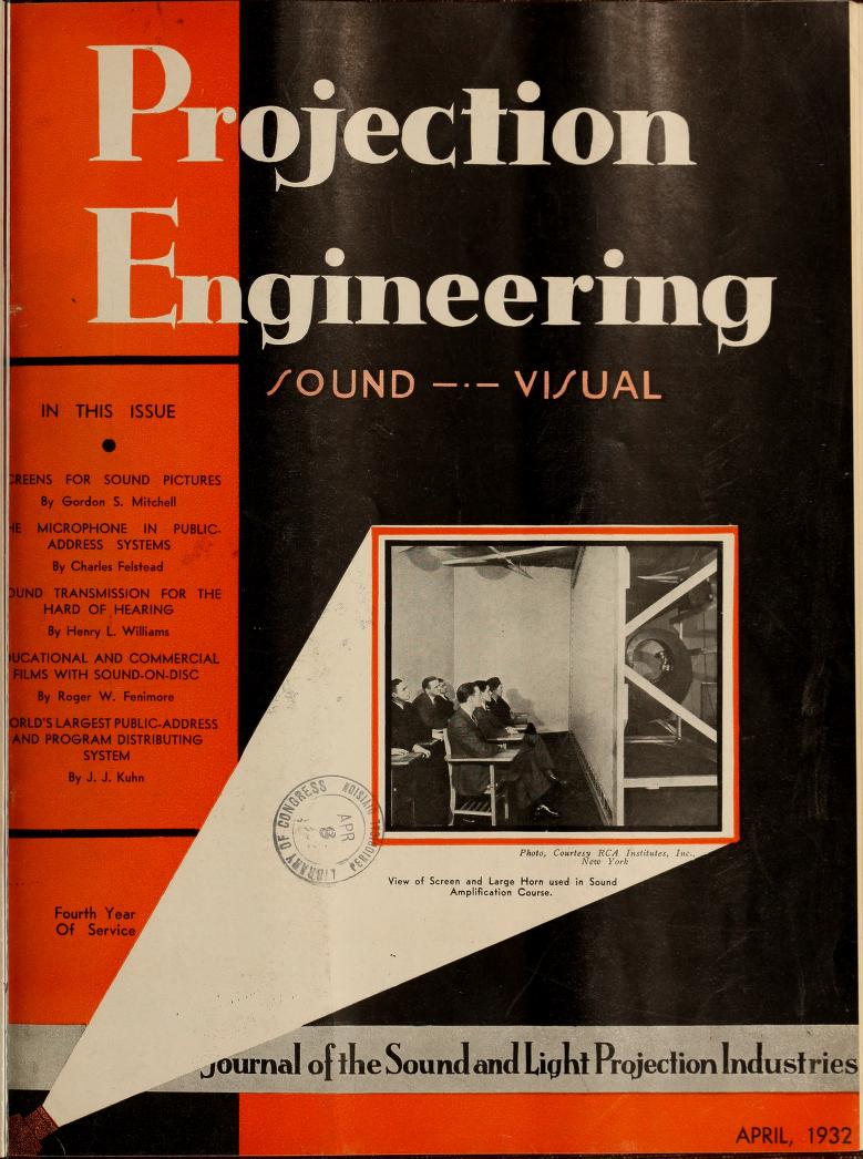 PROJECTION ENGINEERING magazine side cover April 1932