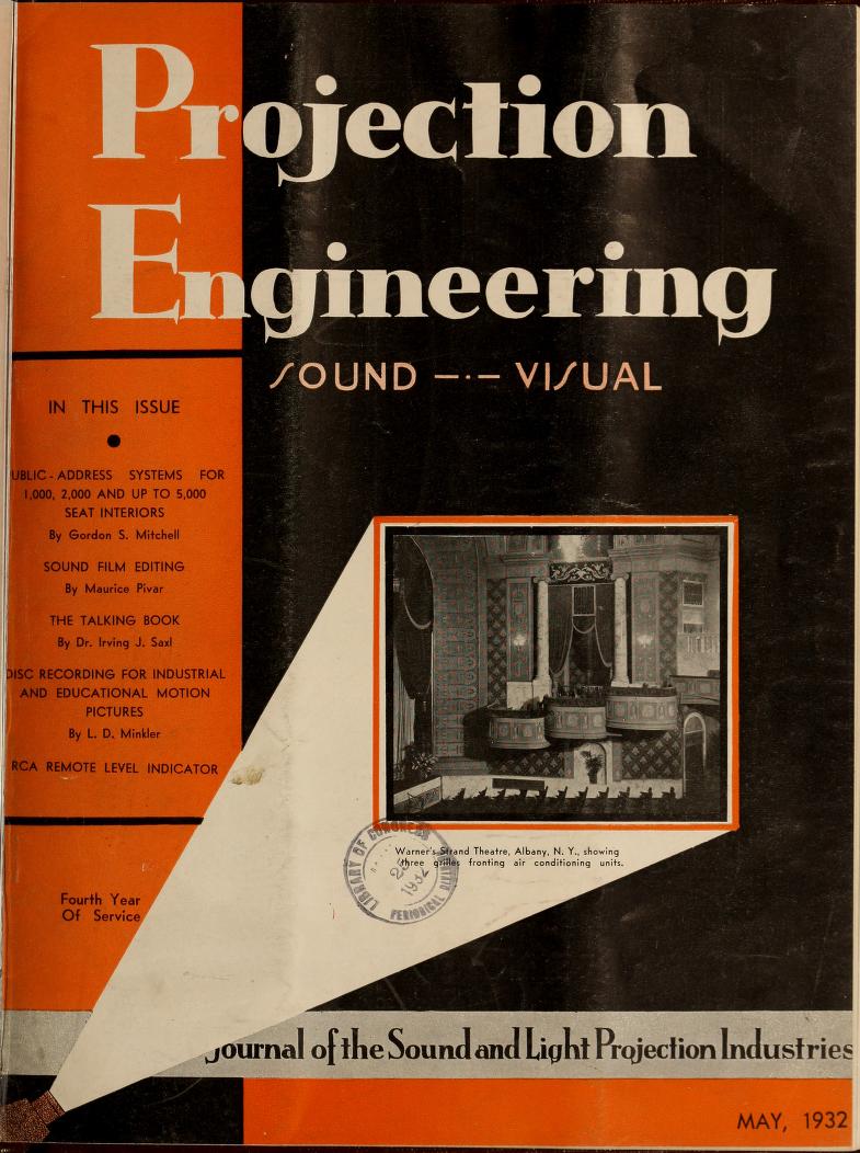 PROJECTION ENGINEERING magazine side cover May 1932
