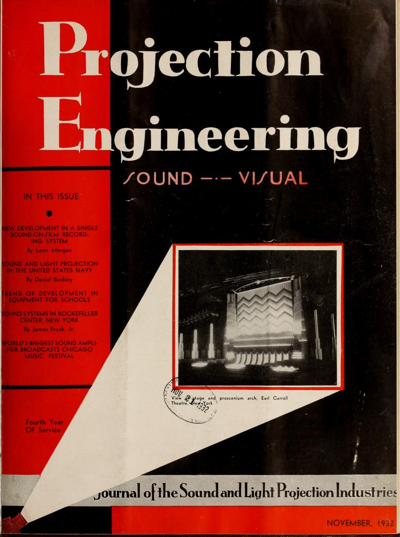 PROJECTION ENGINEERING magazine side cover November 1932